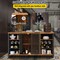 Black-Brown Industrial Bar Cabinet with Wine Storage and Glass Holders